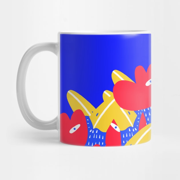 Blue funny duck with red flower, version 3 by iulistration